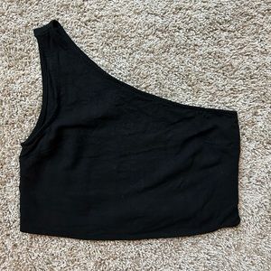KENDALL & KYLIE XS BLACK ONE SHOULDER CROP TANK